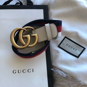 SOLD Authentic Gucci GG logo stripe belt